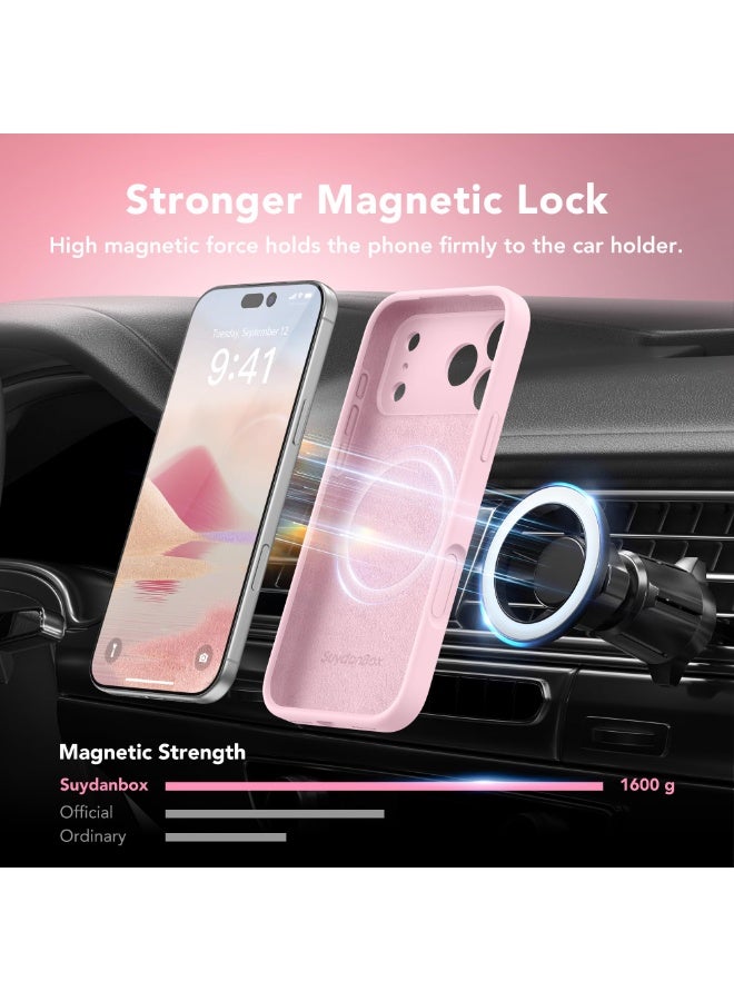 SUYDANBOX Magnetic for iPhone 17 Pro Max Case, Compatible with MagSafe, [Full Camera Protection][Screen Protector] Silicone Shockproof Protective Phone Case for iPhone 17 Pro Max 6.9", Chalk Pink - Image 3